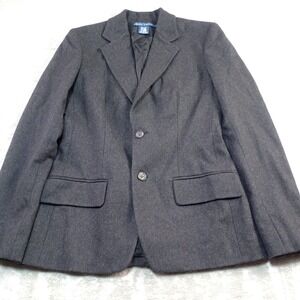 Ralph Lauren Wool Angora Cashmere Blazer Sz 2 Italy Black‎ 2 Button Pockets